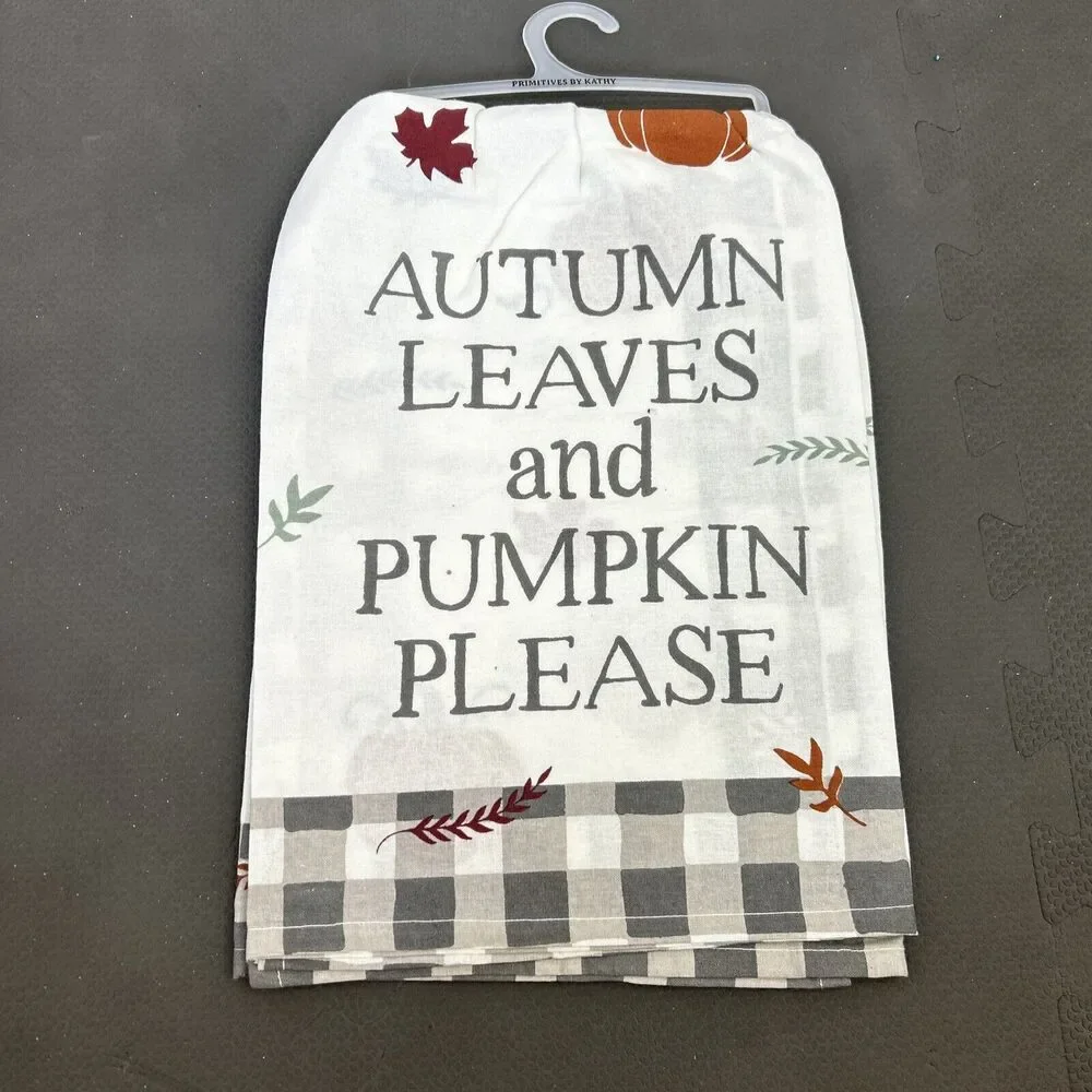 NWT Set 5 Primitive's by Kathy Kitchen Dish Towels Fall Thanksgiving Charity